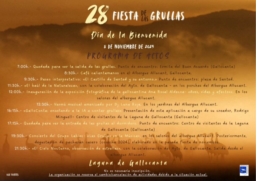 La Fiesta de las Grullas de Gallocanta se mantiene, adaptada a la situación sanitaria 