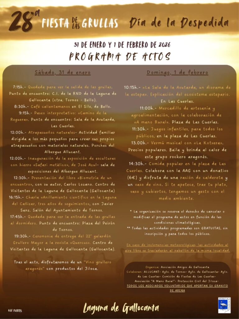 programa Fiesta de Despedida de las Grullas